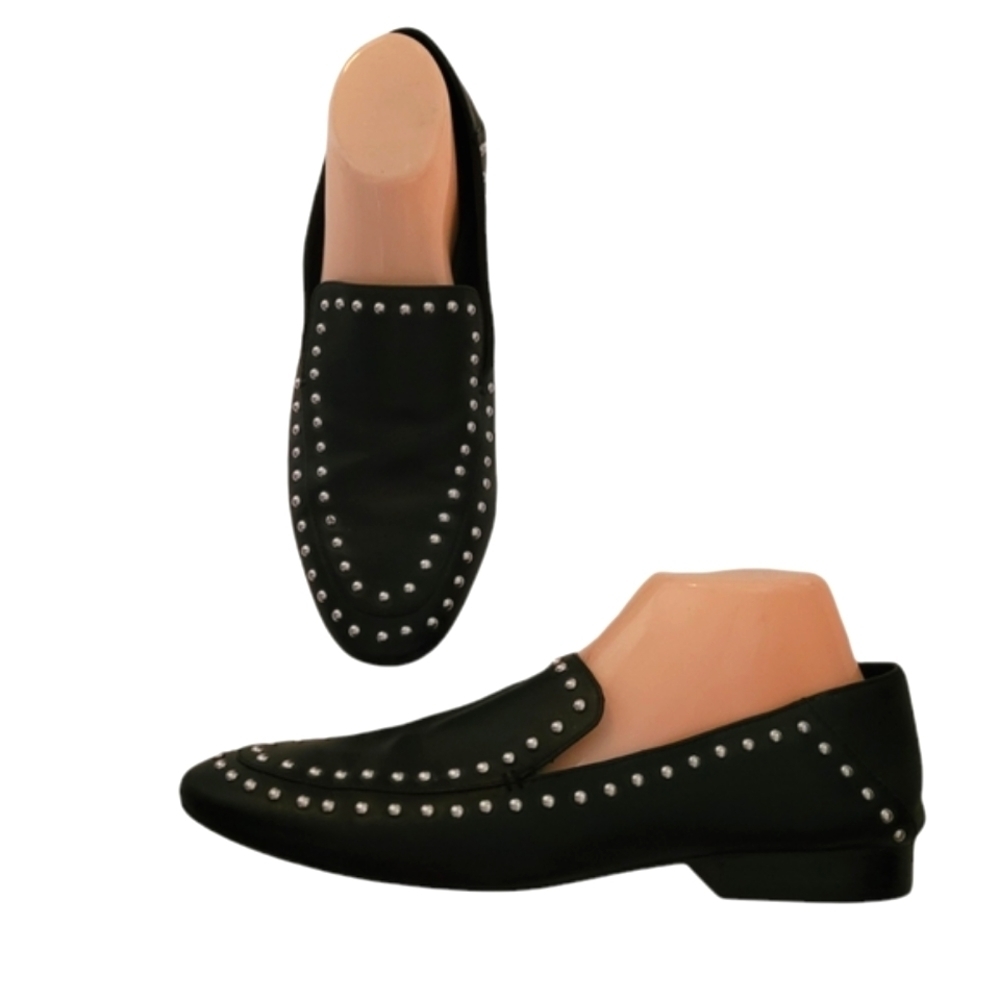 Sole Society - Tablia Black Leather Studded Loafers‎